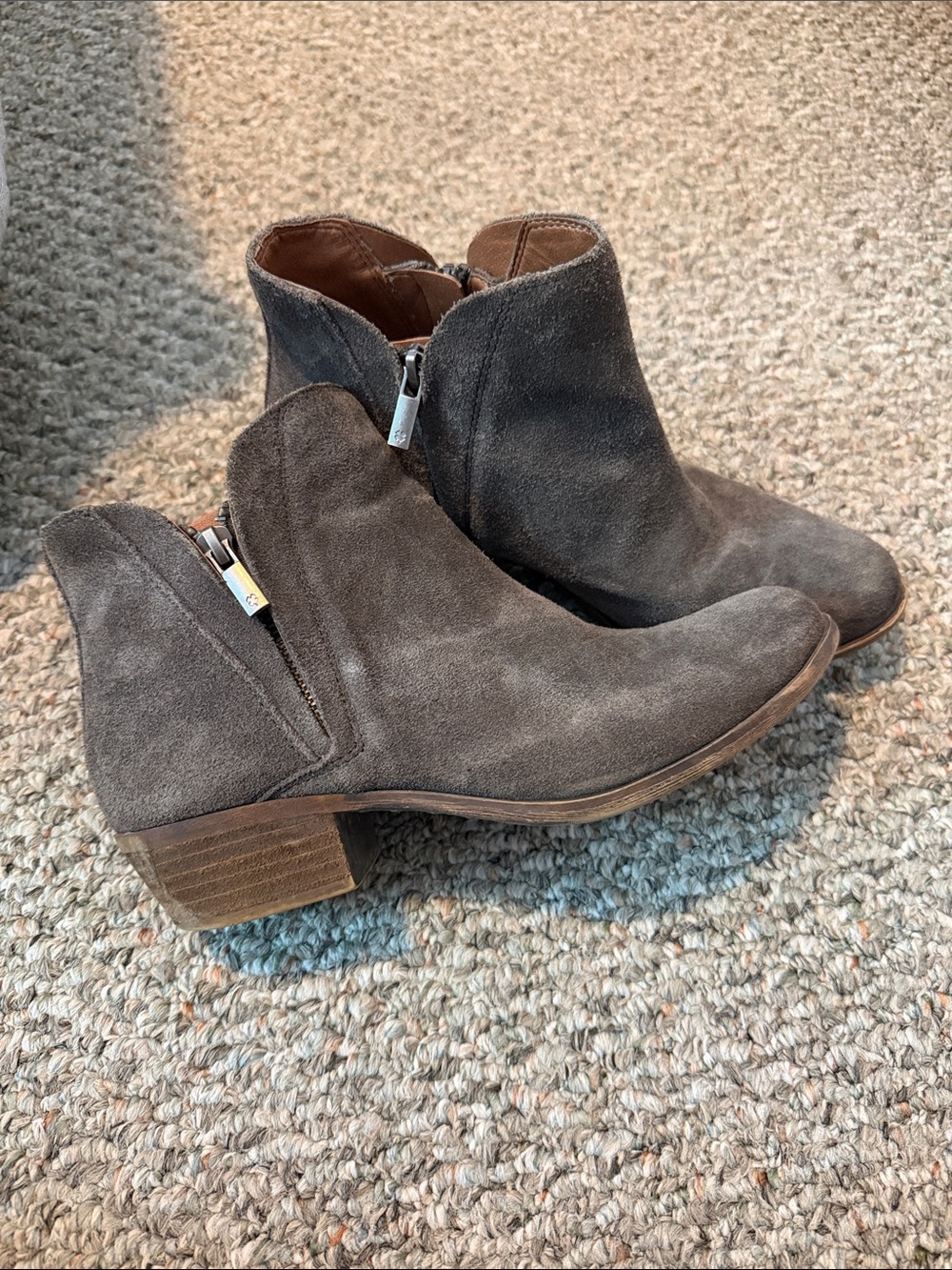 Lucky brand gray Suede Ankle Bootie